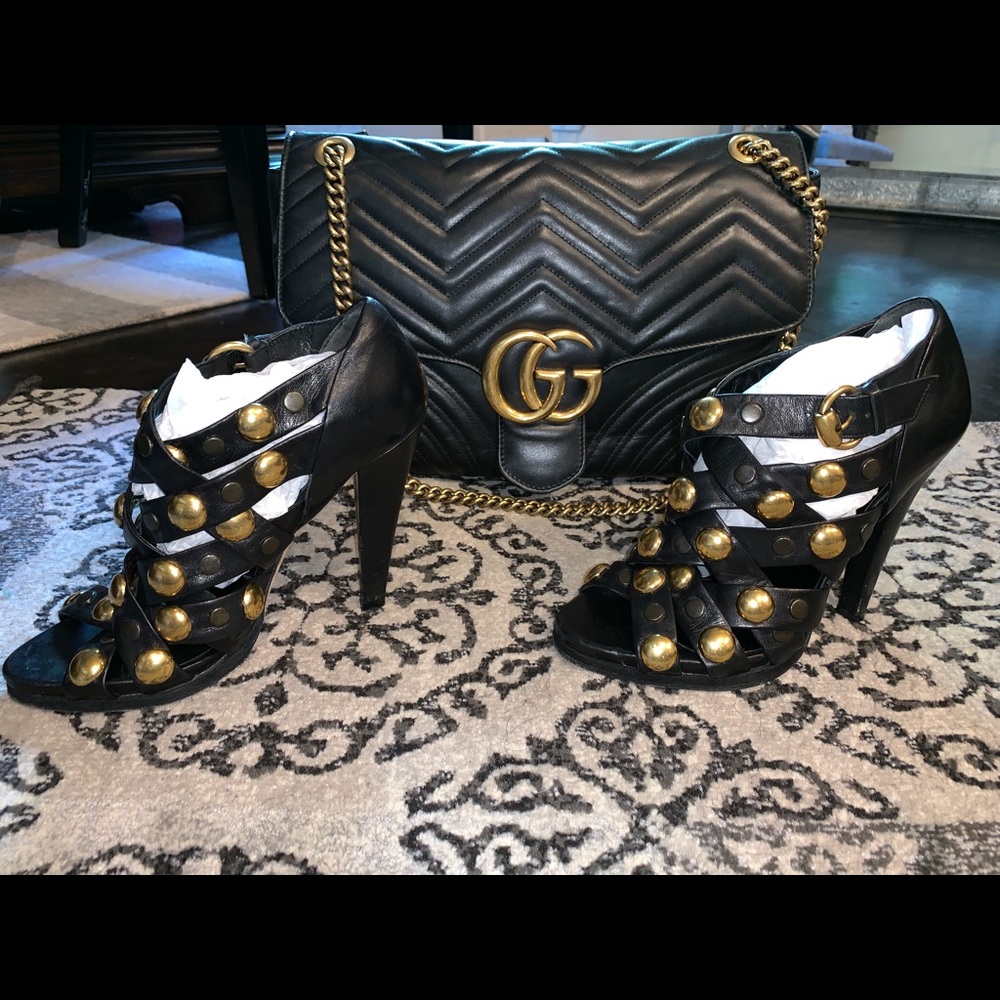 “GUCCI” BABUSHKA STUDDED SANDAL SIZE 7 1/2